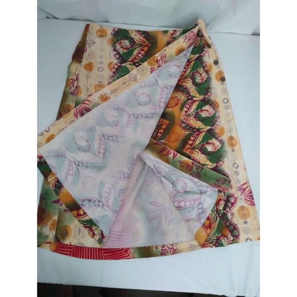 Vintage Christopher & Banks Women Sz 10 Button Wrap Skirt Knee Length Stretch - Picture 5 of 12